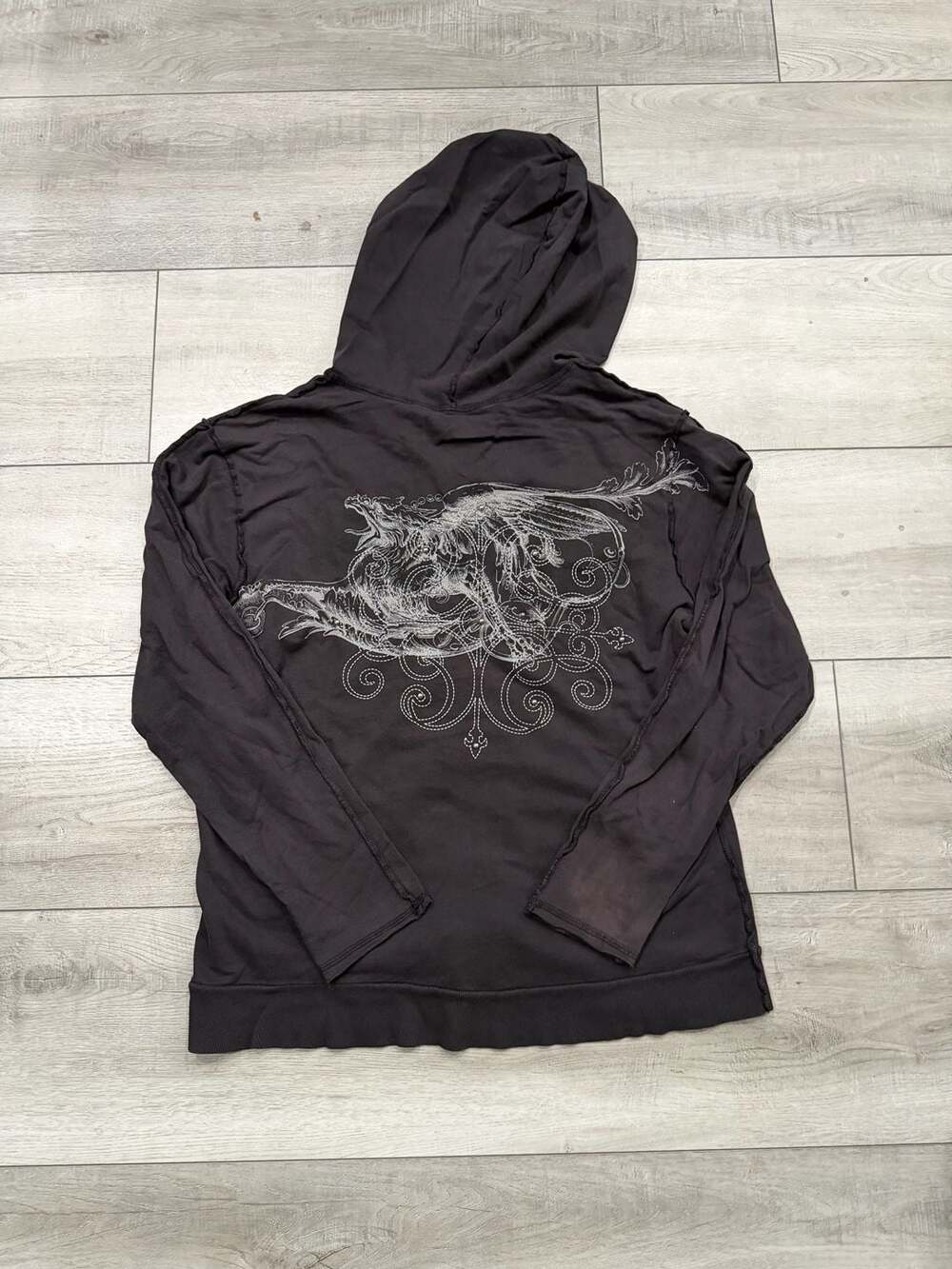 Y2K Kowboys Rock Anthem Vintage Y2K Rhinestone Zip Up Hoodie Dark Gray XXL